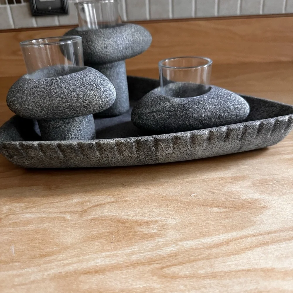 PartyLite Living StonesTextured Gray candle Decorative home decor - Picture 11 of 17